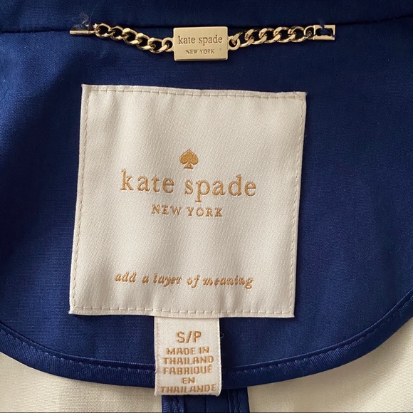 Kate Spade Coat Navy Blue Hood Zipper size Small - Picture 2 of 8